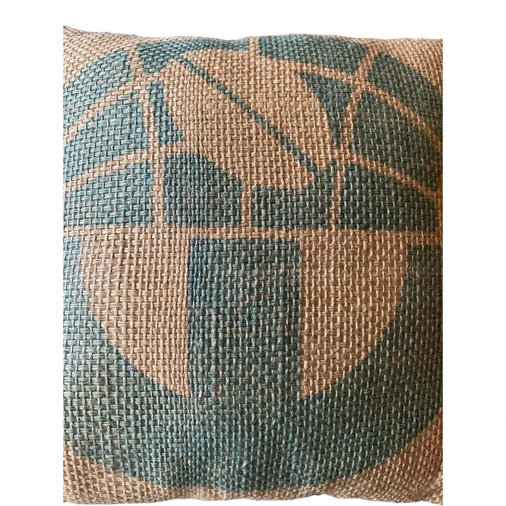 Burlap Block Print Pillow Football Zip‎ Closure Insert